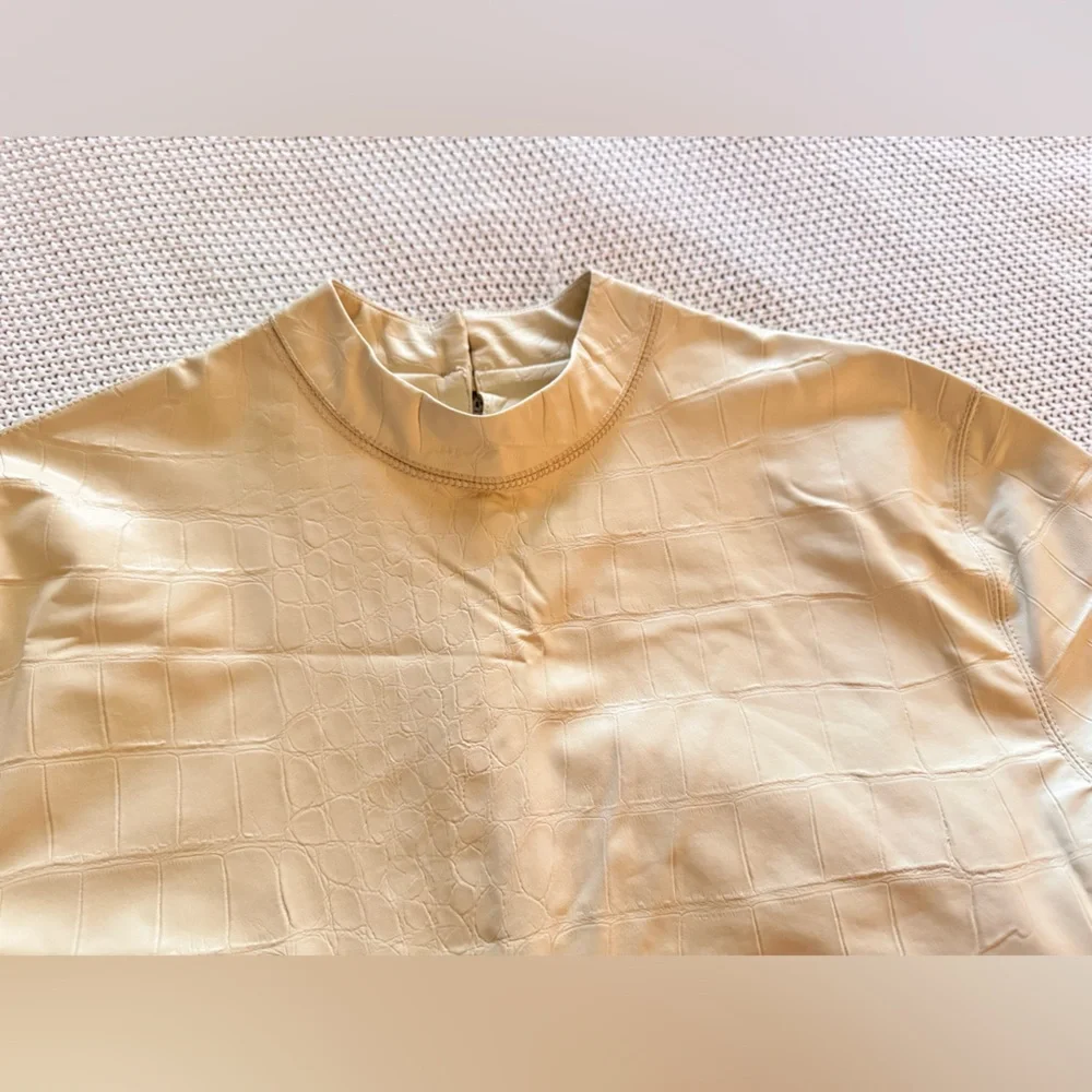 NANUSHKA Kaden Vegan Leather Tee Cream Short Sleeve Top